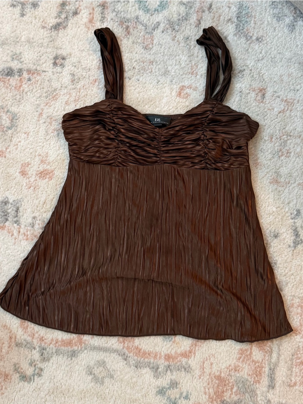 Byer California Brown Pleated Tank Top Vintage